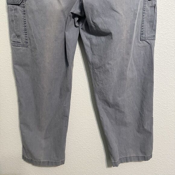 LL Bean Mens Cargo Pants 35X32(30) Blue Sunwashed Canvas Straight Leg Distressed - Picture 6 of 11